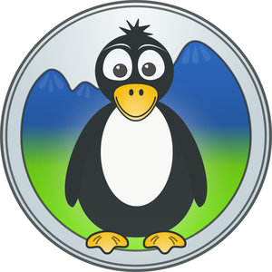 Pinguino in montagne vector logo
