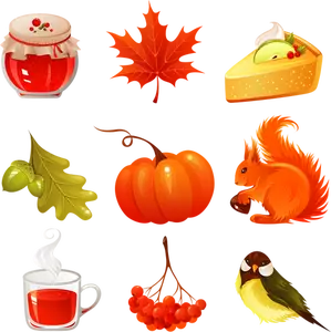 Vektorgrafikken utvalg av høsten ikoner sett