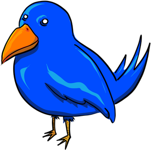 Blue bird with strange eyes and a big yellow beak vector clip art
