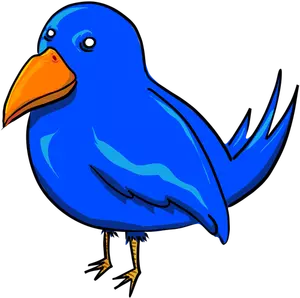 Oiseau bleu avec des yeux étranges et un gros bec jaune vector clipart