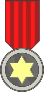 Vektor seni klip bintang penghargaan medali pada pita merah