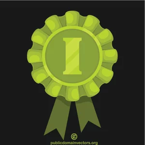 Green award with a ribbon