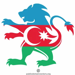 Azerbajdzjans flagga heraldiskt lejon