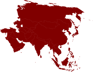 Mapa kolorowych ilustracji wektorowych Asia
