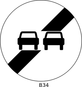 Final de adelantamientos prohibición orden del tráfico signo vector illustration