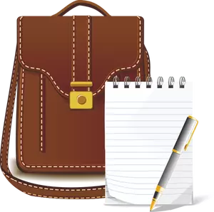 Tas kulit dan notebook