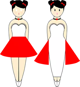 Vektor-Bild von Ballerinas in rote Kleider