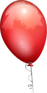 Dibujo del globo rojo sobre una cuerda decorada vectorial