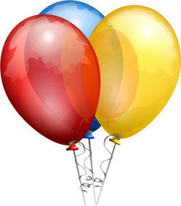 Ilustración vectorial de tres globos de fiesta decorada