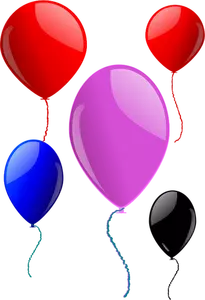 Vector clip art of five floating balloons