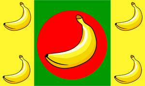Vector clip art of banana flag with five fruits