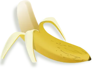 Vektoripiirros puoliksi kuoritusta banaanista