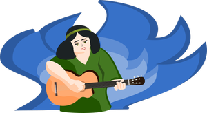 Žena hraje kytara vektorové ilustrace