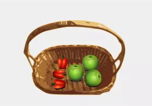 Vektor seni klip keranjang dengan apel dan paprika