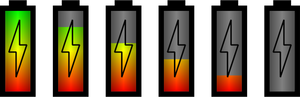 Vector illustration of set of different battery level status icons