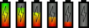 Ilustração em vetor de conjunto de ícones de status de nível de bateria diferente