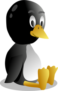 Vector image of sitting and sweating penguin