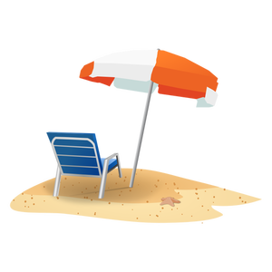 Praia cadeira e guarda-chuva imagem vetorial