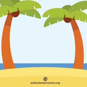 Tropikal plaj ve palmiye ağaçları