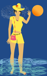 Mujer de playa en el agua