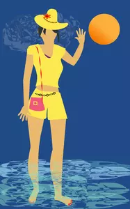 Strand kvinna i vatten