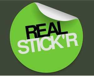 Round green sticker vector drawing