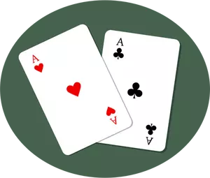 Aces of heart and and clubs playing cards vector graphics