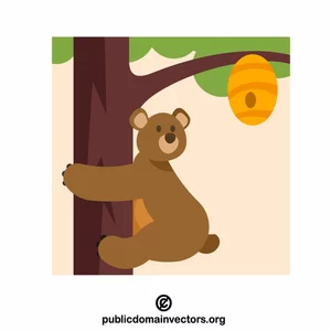 Björn klättrar för honung