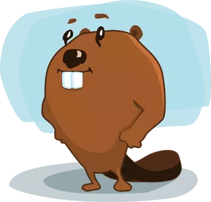 Vector afbeelding van cartoon beaver met grappig kijken op haar gezicht
