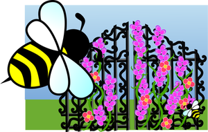 Image vectorielle d'abeille scène