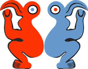 Vector clip art of red and blue Eastern Island bird man