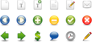 Vector de la imagen de conjunto de iconos de procesador y hojas de cálculo