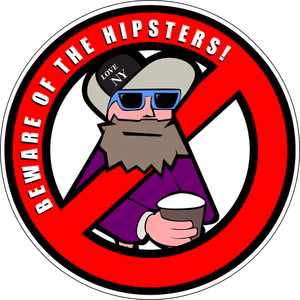 Pas op voor de hipsters teken vector illustraties