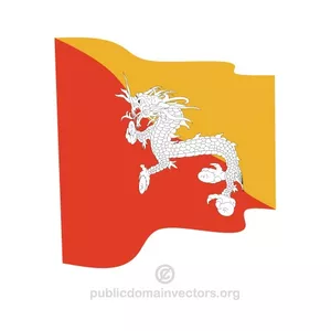 Waving flag of Bhutan