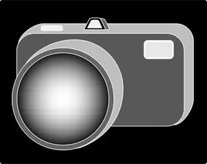 Vektoripiirros yksinkertaisesta kamerakuvakkeesta mustalla taustalla
