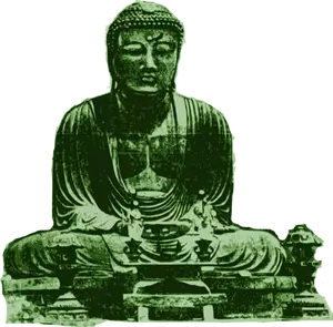 Big green Buddha vector drawing
