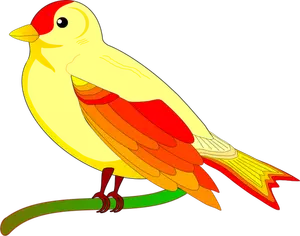 Imagem vetorial de pardal colorido no ramo de árvore