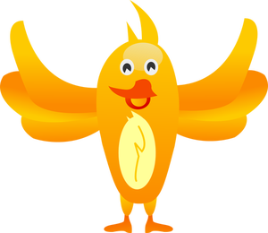Happy orange oiseau aux ailes répandre image vectorielle large