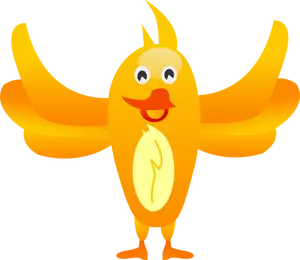 Feliz pássaro laranja com asas difundir ampla vector imagem