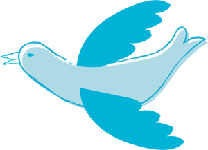 FreeHand ritning av en blå fågel som flyger