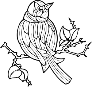 Vector de la imagen de un pájaro con el patrón de bordado