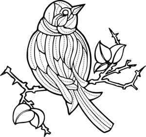Vector image of a bird with embroidery pattern
