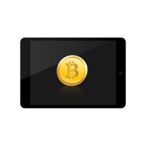 Bitcoin pe iPad vector imagine