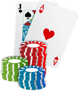 Vector illustration of casino chips poker cards