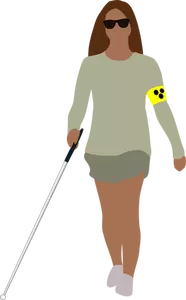 Image vectorielle d'une femme aveugle qui marche