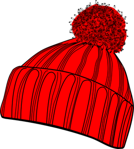 Vecteur, dessin de bobcap rouge d'hiver