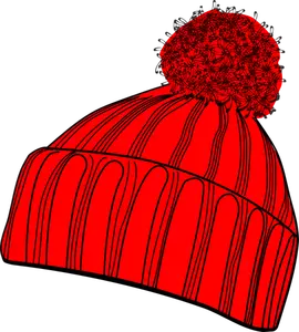 Vector drawing of red winter bobcap