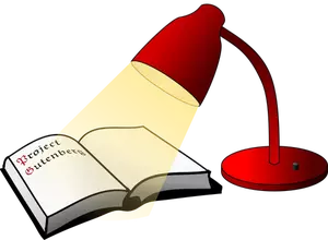 Livre ouvert et lampe de lecture