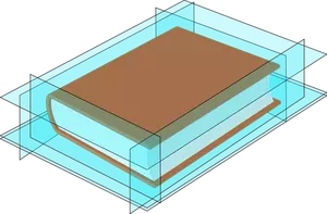 Libro 3D in caso di vetro blu