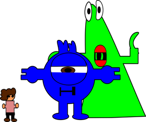 Cartoon blaue und grüne Monster